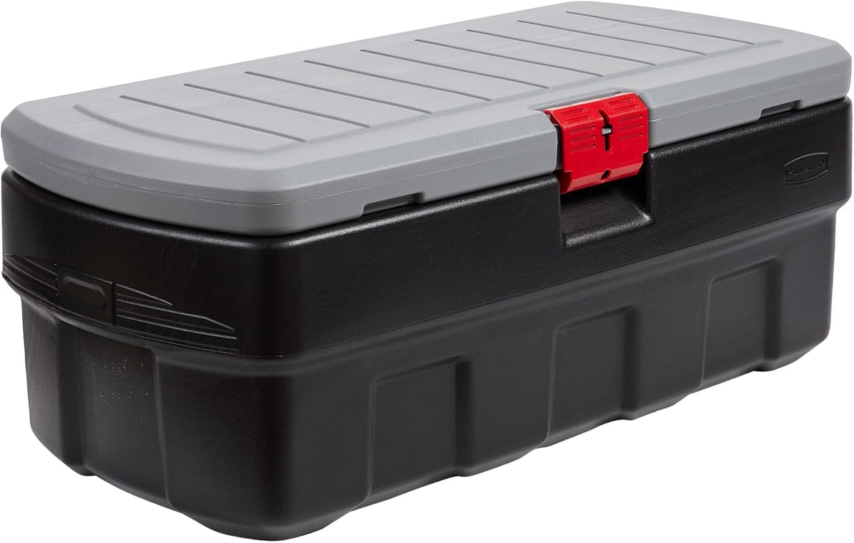 48 Gallon Black Action Packer Lockable Latch Indoor and Outdoor Storage Box Container for Home, Garage, Backyard, Single