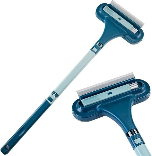 3 in 1 Window Screen Cleaner, Mesh Window Screen Cleaning Brush with Squeegee, Multi-Purpose Tool for Patio, Door and Porch Screens (Blue)