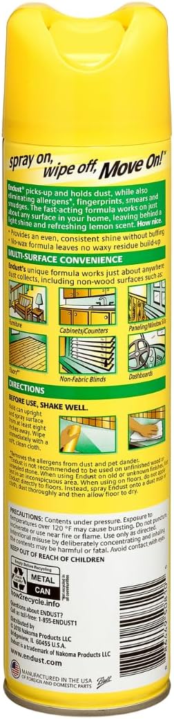 Endust Lemon Zest Multi-Surface Dusting and Cleaning Spray, Lemon Zest, 3-Pack