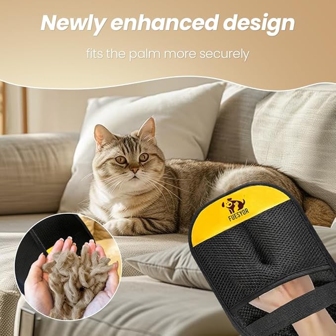 2 Pack Pet Hair Remover Gloves for Dogs & Cats, Reusable Static Fur Remover Mitt, Lint Cleaner for Clothes, Couch, Carpet, Car Seats