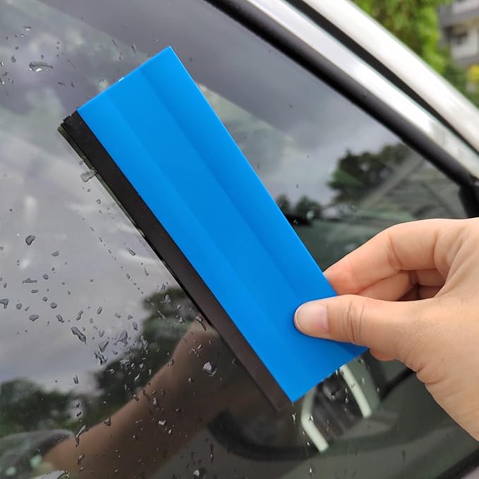 FOSHIO 6 Inch Rubber Squeegee for Kitchens, Glass, Shower and Car Windows, Film Installation Vinyl Scraper Tint Squeegee, Windshield Glass Cleaning Tool, Pack of 3 (Blue)