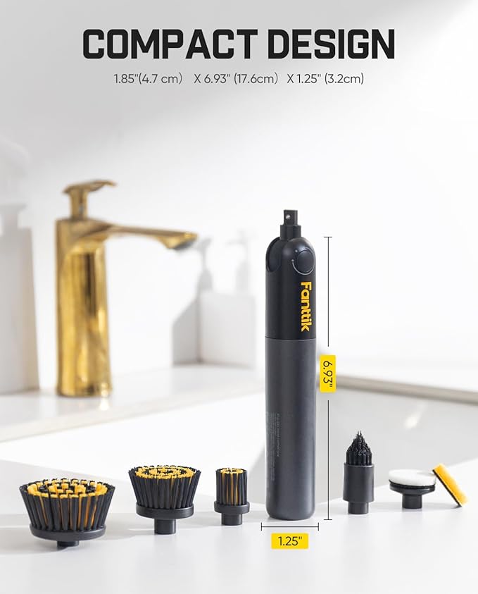 Fanttik Flip G10 Nano HomeCare Cordless Electric Spin Scrubber, 360° High-Torque Rotation, 2-Speed & 3-Angle, IPX7 Waterproof Cleaning Brush with 15 Brush Heads for Grout, Tiles, Sinks, Crevices