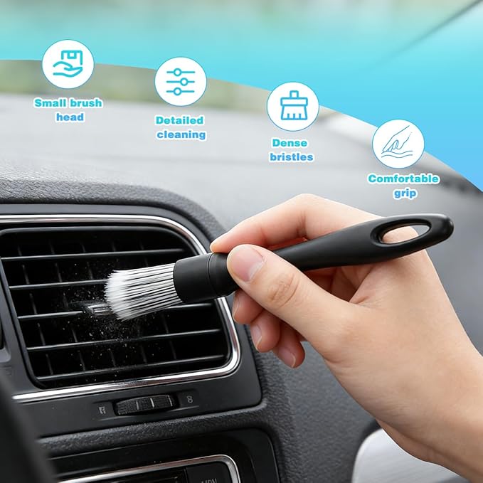 Bittwee Car Detailing Brush Kit, 3PCS Soft Bristle Multi-Use Vehicle Detailing Wash Brushes, Automotive Interior or Exterior Cleaning Kit, Universal for SUV Automobile Truck