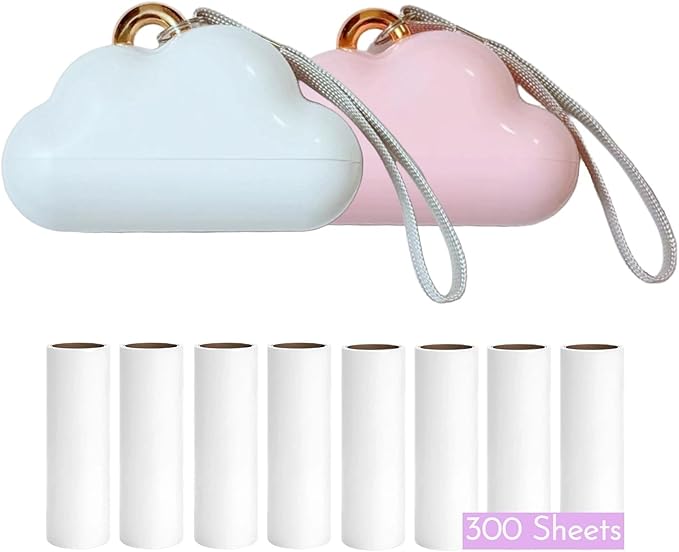 Portable Lint Roller 150 Sheets Travel Size, Mini Lint Roller for Clothes and Reusable Pet Hair Remover, Cute Small Sticky Dust Remover Refillable