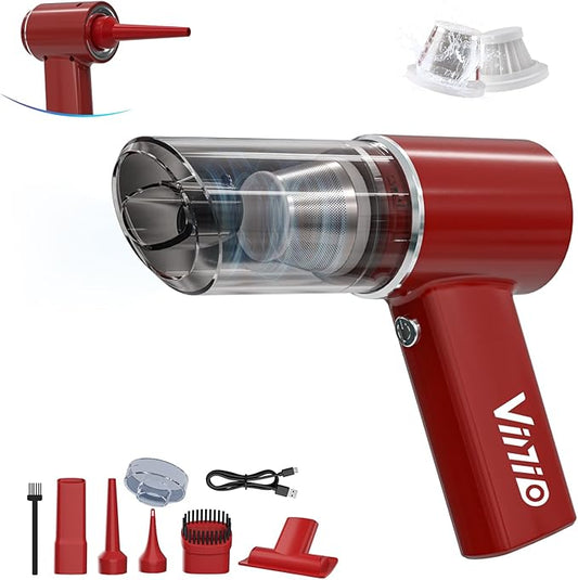Vinid 8000mAh Cordless Car Vacuum Cleaner, 80W High Power Handheld Vacuum with Strong Suction, Portable Air Duster/Blower, Type-C Fast Charging for Car, Home, Office Desk, Pet Hair, Red