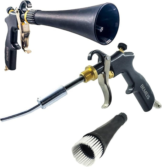 Air Blow Gun with Brass Adjustable Air Flow Nozzle,Cleaning Gun Quickly Blasts Dirt and Dust from Surface Works with Air Compressor(Upgrade Aluminium Rotate Tube) (Detail Blowing Gun), Black