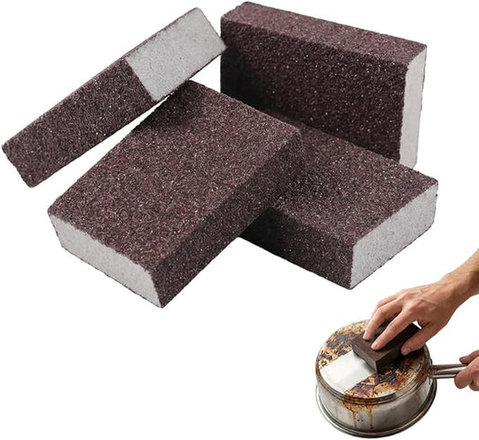 Magic Emery Cleaning Sponge, 2026 Upgrade Nano Carborundum Sponge for Stainless Steel, Rust Eraser Pot Scrubber Scouring Pads for Kitchen Pans Burnt-On Stain Removal (4, Sponge)