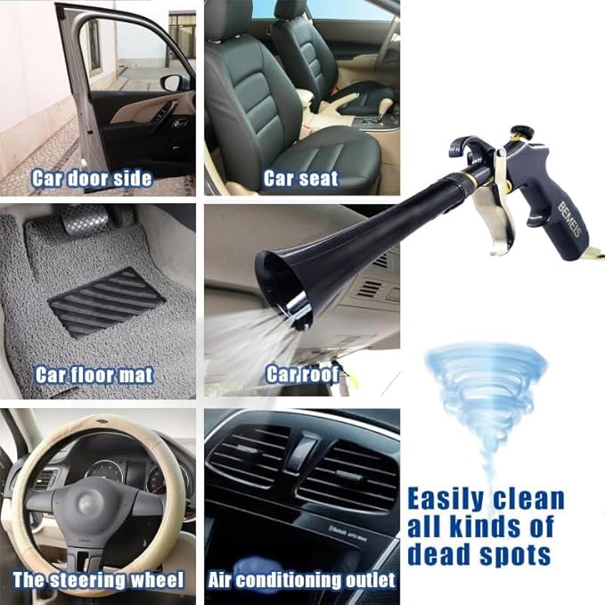 Air Blow Gun with Brass Adjustable Air Flow Nozzle,Cleaning Gun Quickly Blasts Dirt and Dust from Surface Works with Air Compressor(Upgrade Aluminium Rotate Tube) (Detail Blowing Gun), Black