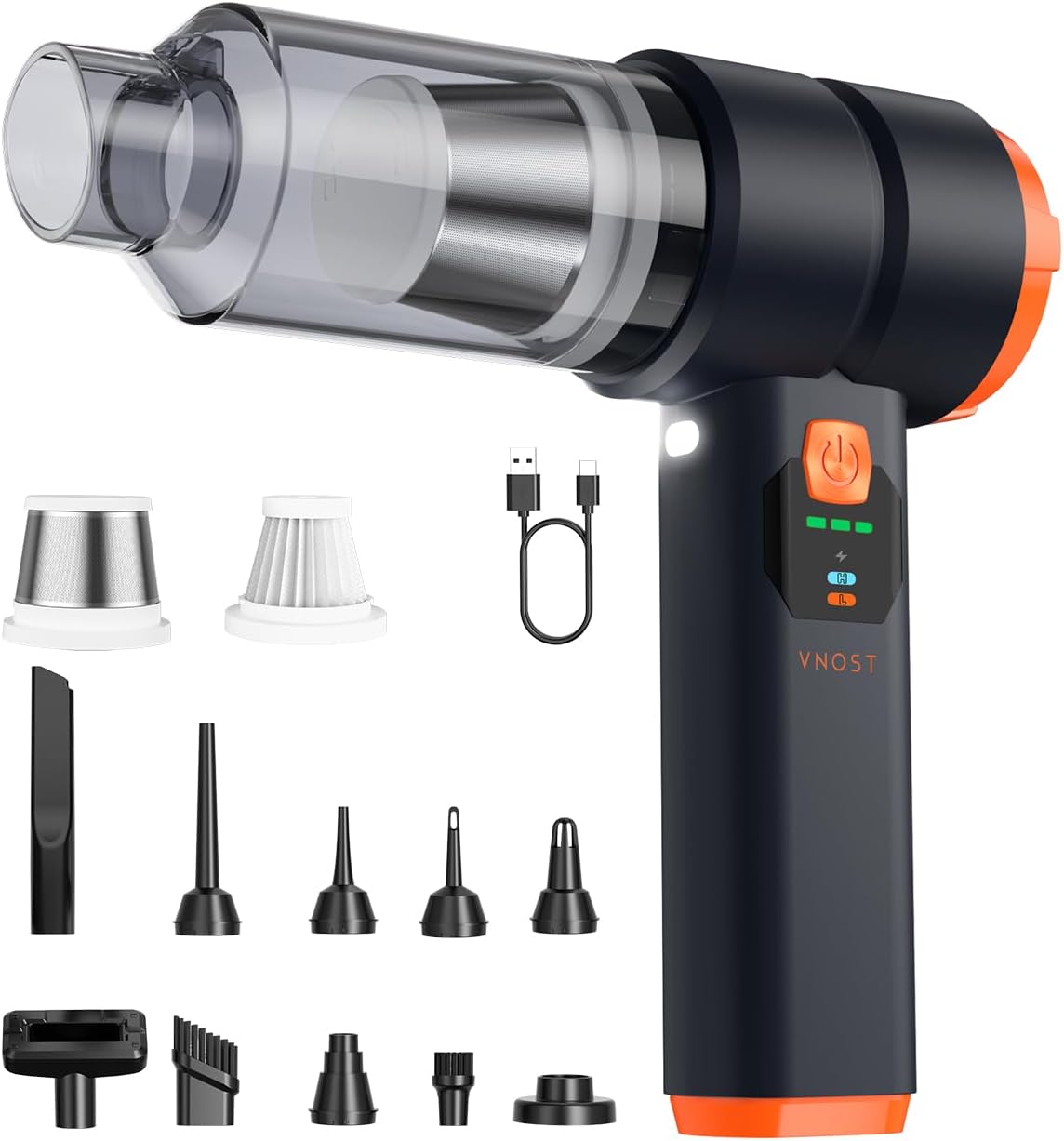 Portable Cordless Car Vacuum,4-in-1 Handheld Cordless Vacuum with 30000Pa Suction,130000 RPM,6800mAh Battery,10 Nozzles,Rubber Paint Material for Car,Home,Birthday Gifts for Men Dad Husband(Star Black