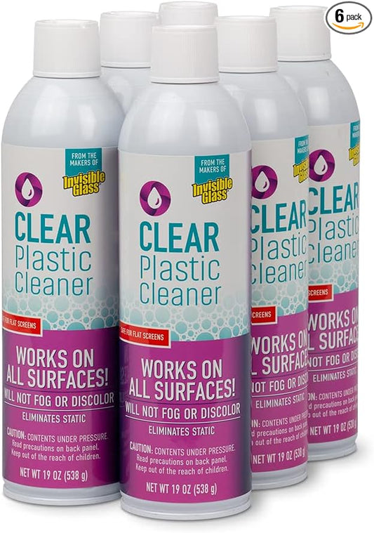 Invisible Glass 91014-6PK Clear Plastic Cleaner – Cleans and Protects Plastic on Electronics, Appliances, Eyewear, Cars, Trucks, RVs, Boats & More, Helps Prevent Fog and Static – 19 oz (Pack of 6)