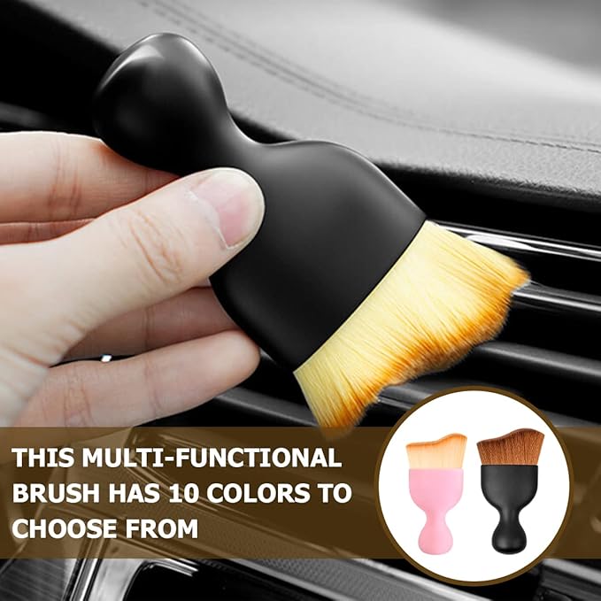 Blilo 2PCS Car Interior Detailing Brush with Dust Cover, Auto Soft Hair Cleaning Brushes, Scratch Free Curved Dirt Collectors, for Dashboard Air Conditioner Vents Leather Computer (Black/White/2PCS)