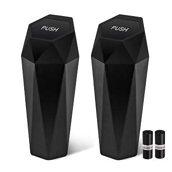 Car Trash Can with Lid, Leakproof, 30 Trash Bags, Black, 2 Pack