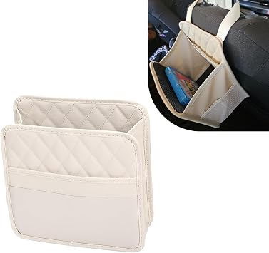 Car Seat Back Organizer, PU Leather Auto Hanging Storage Pocket, Multipurpose Upgrade Waterproof Back Seat Organizer, Tr