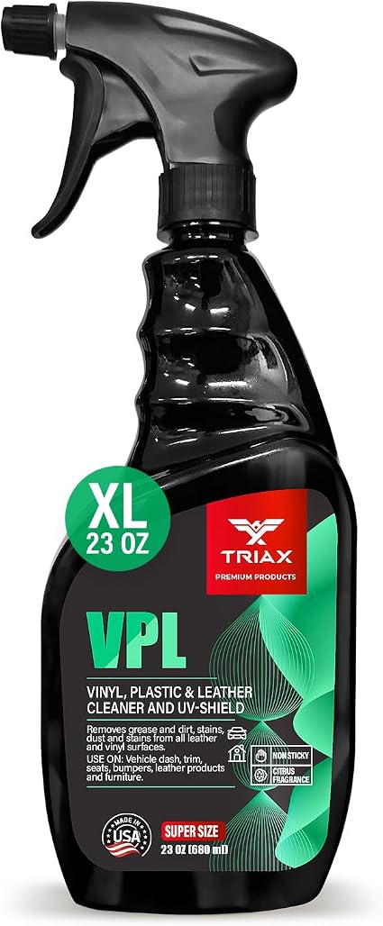 Triax Vinyl, Plastic & Leather VPL Premium Cleaner with UV Shield, Leather Scent (23 Ounce)