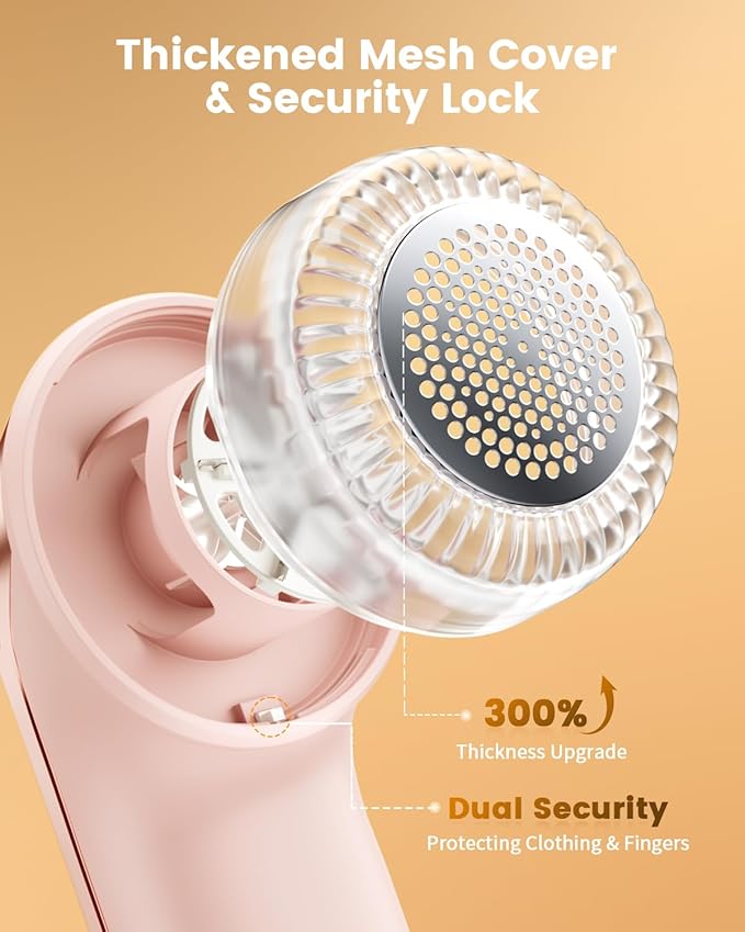 coldSky Fabric Shaver, Rechargeable Lint Shaver with Digital Display, Portable Sweater Defuzzer with 3 Speeds, 6 Leaf Blades and Safety Lock, Electric lint Remover for Clothes, Sweater (Pink)