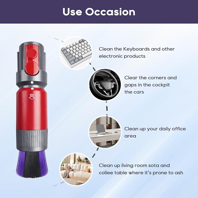 SONGRUI Traceless Scratch-free Dusting Brush Compatible with Dyson V7 V8 V10 V11 V12 V15 Gen5 detect and Gen5 outsize Vacuum Cleaners, Handy Self-cleaning Soft Bristles NOT for Digital Slim Series