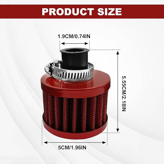 2 Pieces 12mm Universal Air Filter and Crankcase Breather Kit High Flow Cold Air Intake Filter, Turbo Vent Valve Cover Breather for Car Motorcycle Red