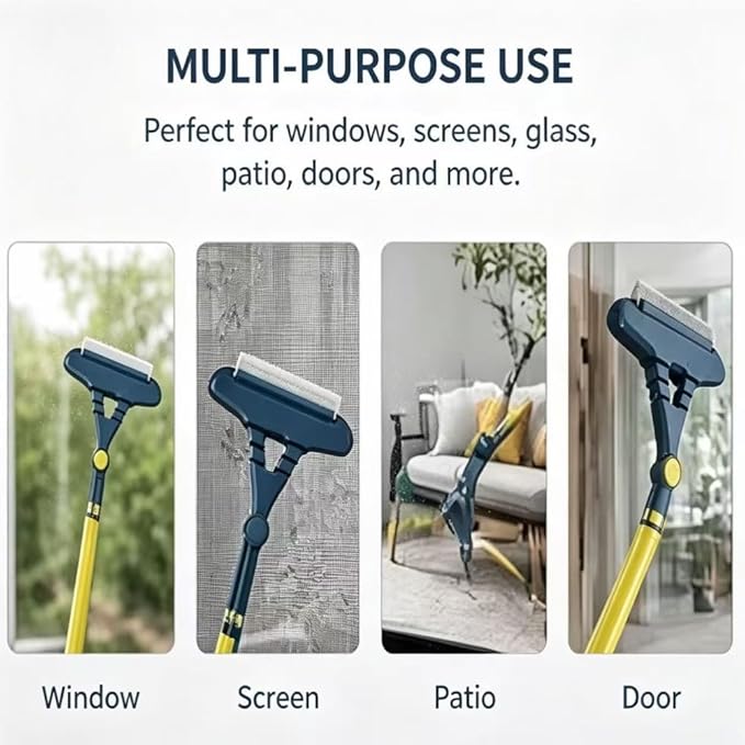 2-in-1 Window Cleaning Brush & Wiper,2026 New Window Screen Cleaner Multi-Purpose Cleaning Brush, Upgrade Multi-Purpose Cleanings Brush for Patio, Door, Porch Screens (1PCS)