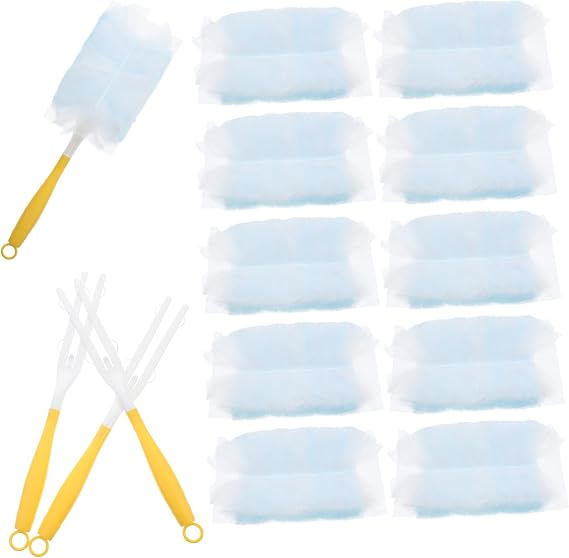 KOMBIUDA Disposable Electrostatic Duster Refills Kit with Handle Static Dust Removal Brush for Home Office Car Furniture
