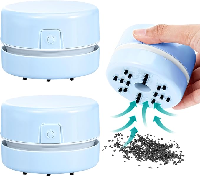 Honoson 2 Pcs Diamond Painting Tool Drill Quicker Picker for Spilled Diamonds 5d Painting Accessories Vacuum Cleaner Mini Table Desktop Sweeper Organizer Clean Art Beads Crumb(Blue)