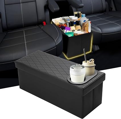 Mixsuper Liner Car Seat Organizer for Kia Telluride 2020-2026 Center Console Organizer with Cup Holders for Telluride, S