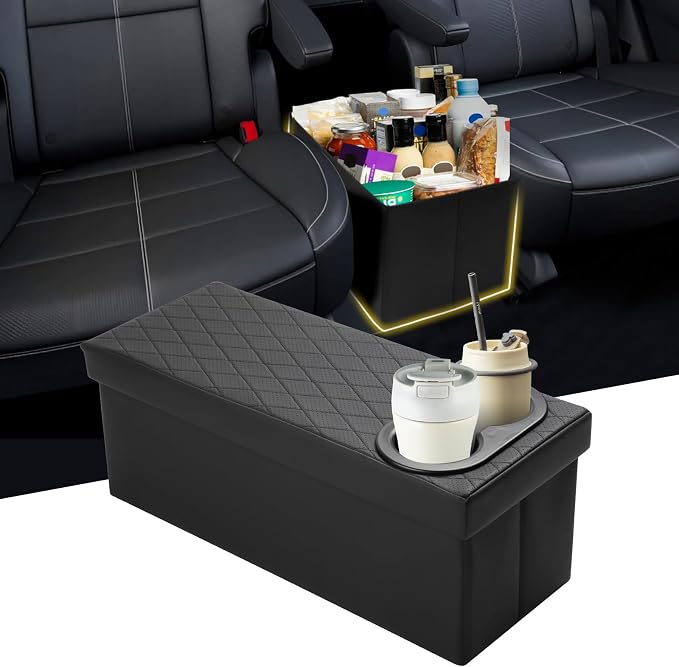 Mixsuper Liner Car Seat Organizer for Kia Telluride 2020-2026 Center Console Organizer with Cup Holders for Telluride, S