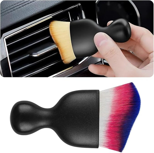 Blilo Car Interior Detailing Brush with Dust Cover, Auto Soft Hair Cleaning Brushes, Scratch Free Curved Dirt Collectors, for Vehicle Dashboard Air Conditioner Vents Leather(Red/Blue)