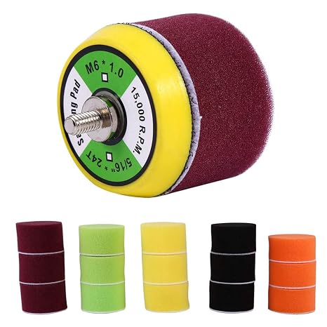 Polishing Pat Set, 16pcs 2" Car Sponge Buffing Polishing Pad Buffing Pad Kit Car Polisher Thread-M6X1 Drill Adapter for 