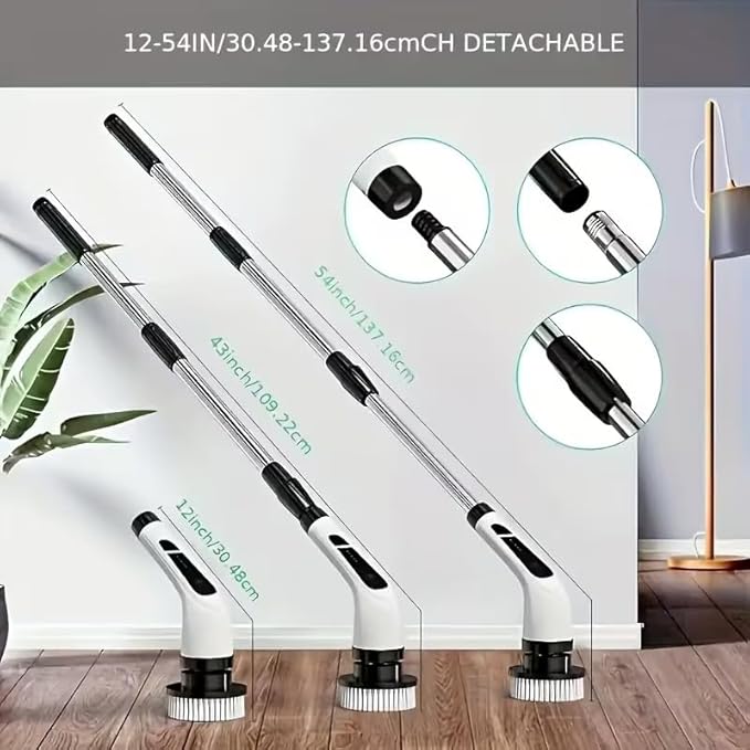 Electric Spin Scrubber, Cordless Cleaning Brush Scrubber for Home, 8 Replaceable Brush Heads, 3 Adjustable Size, 2 Speeds for Bathroom Shower Bathtub Glass Car, Gift for Holidays Birthday