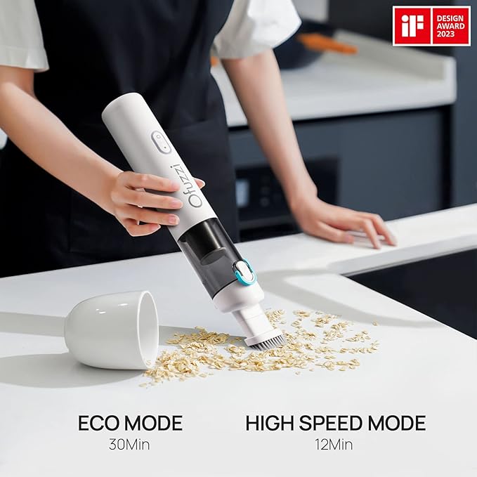 Ofuzzi H8 Apex Car Vacuum Cleaner, Portable Handheld Vacuum Cleaner with 12000Pa High Power, Ultra-Lightweight 1.2lbs, USB-C Fast Charging, Mini Car Vacuum for Car, Home, Pet Hair,