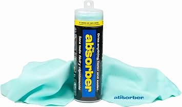 CleanTools the absorber® Large 27-Inch x 17-Inch, Aqua - Synthetic Premium Drying Chamois Cloth for Car - Super Absorben