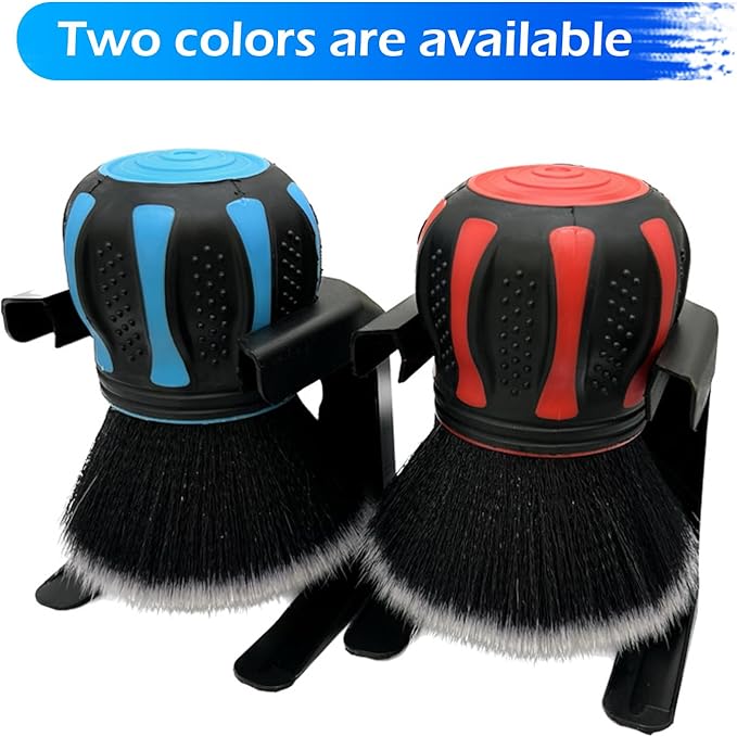 Car Detailing Brush, Ultra Soft Tire Shine Brush with Storage Rack, Interior Cleaning Tool, Universal Beauty Tools for Most Cars (Blue)