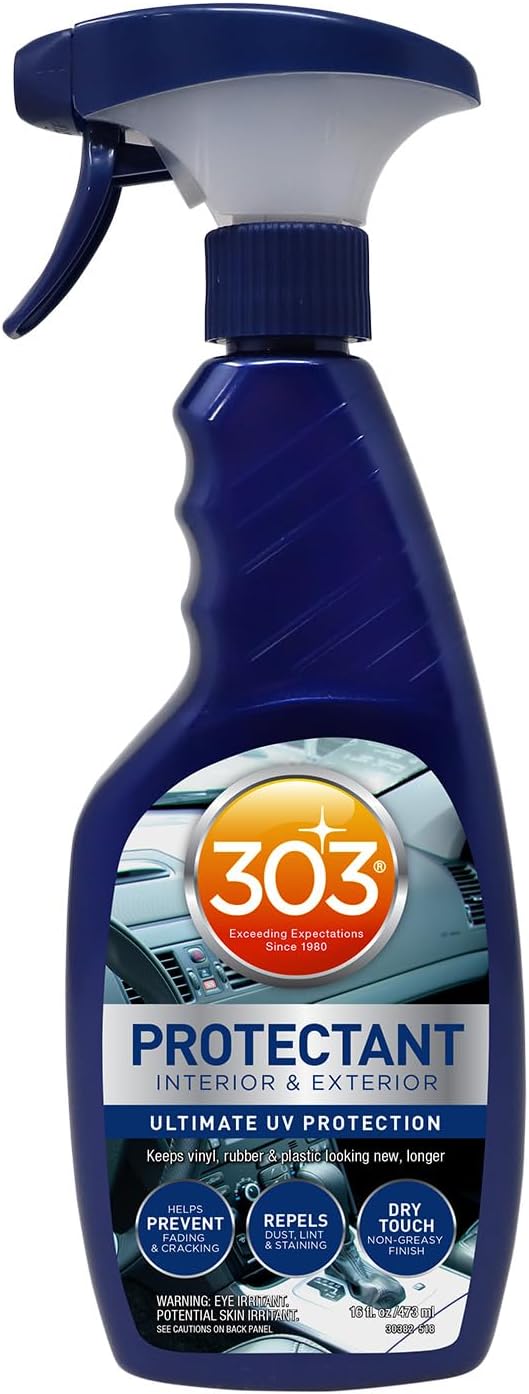303 Products Automotive Protectant Spray, UV Protection for Car Interior & Exterior – Protects Vinyl, Plastic & Rubber, Repels Dust & Dirt, Matte Finish, 16 oz