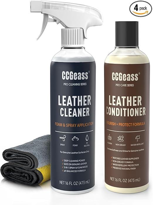 Leather Cleaner and Conditioner Kit – 2×16oz | Leather Cleaner for Car Seats, Furniture, Couches, Shoes & Boots | pH-Bal