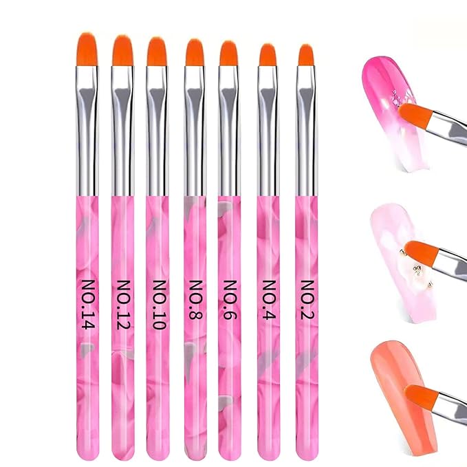 19Pcs Pink Nail Art Brush Set, Nail Brushes Kit with Acrylic Nail Brush, Gel Polish Brushes, Dotting Tools, Nail Dust Brush, Manicure Tool for Acrylic Powder Application, Sculpting & Cleaning