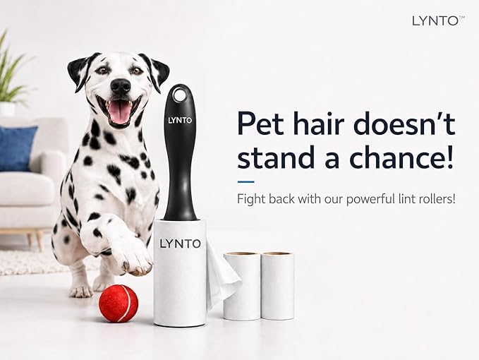Lint Roller for Pet Hair – Extra Sticky Dog & Cat Hair Remover, 300 Sheets Value Set with 1 Handle + 5 Refill Rolls, Portable Lint Roller for Clothes, Couch & Car Seats