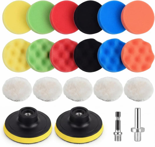 21 Pcs 3 Inch Polishing Pad Kit for Drill Car Buffing Pads Set