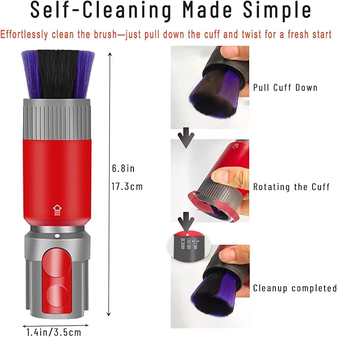 3-in-1 Vacuum Attachment Bundle for Dyson V15 V5s V12 V11 V10 V8 V7 Gen5-23" Flexible Crevice Tool + 63" Extension Hose + Soft Dusting Brush for Dryer Vent, Car Detailing, Delicate Surfaces