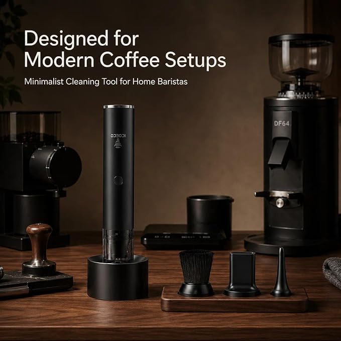 Coffee Grinder Vacuum Cleaner, Rechargeable Mini Vacuum for Coffee Grounds, Espresso Machine & Barista Station Cleaning Tool with 4 Attachments, Portable Desktop Cleaner for Home Baristas