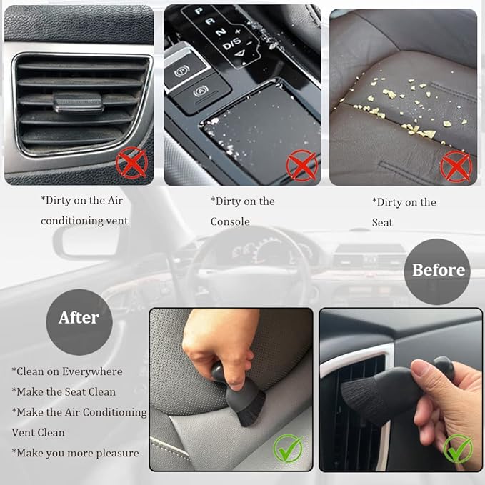 Car Interior Detailing Brush 1PC,Car Brushes for Detailing Interior,Soft Car Detailing Brush,Soft Bristles Detailing Brush Dusting Tool for Car/Dashboard(Black)