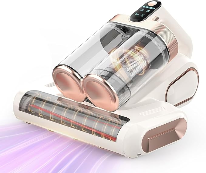 Mattress Vacuum Cleaner Cordless 16Kpa Bed Handheld Vacuum, Vacuum Cleaner with 253.7nm UV-C Light,HEPA Filter & Ultrasonic, Portable Vacuums for Bed Sofa Couch Crib Gifts for women men her white