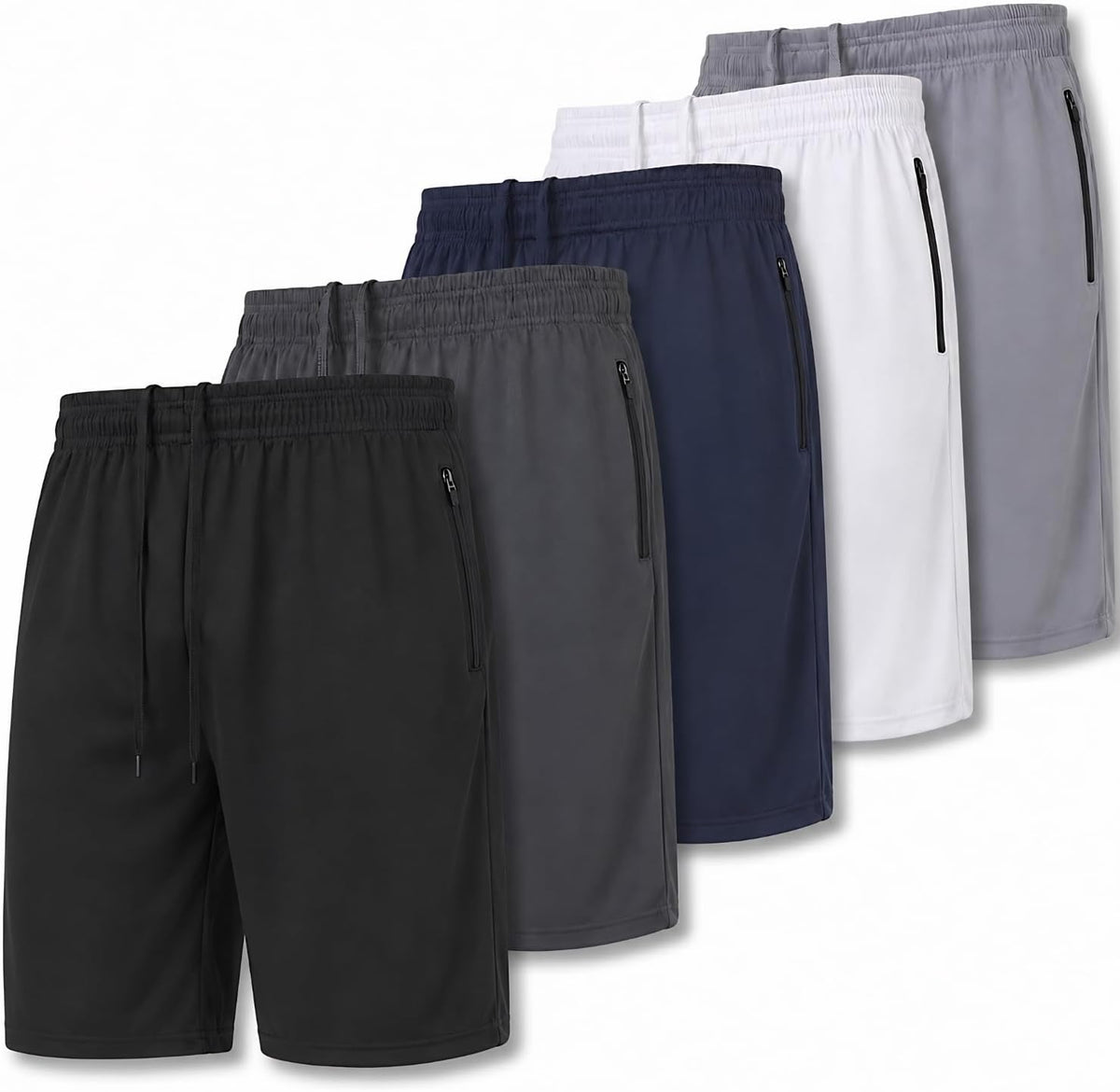 5 Pack Mens Athletic Shorts Loose Fit Basketball Short