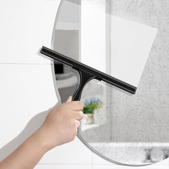 SetSail Squeegee for Shower Glass Door All-Purpose Shower Squeegee for Glass Doors Black Window Squeegee with Hook for Car Window Cleaning 12 Inch