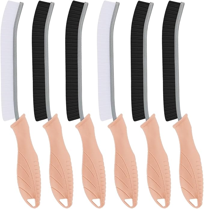 TQRR Hard Bristle Crevice Cleaning Brush-Thin Gap Scrub Brush, Small Cleaning Brush, Grout Brush, Kitchen Brush, Cleaning Tools for Toilet, Bathroom, Sink, Home, Household, Window (6, Pink)