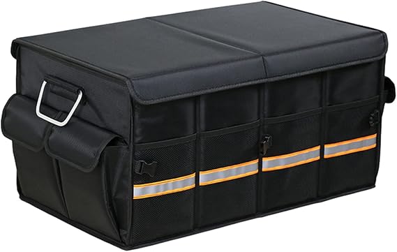 Tianle Car Trunk Organizer - Collapsible Trunk Organizer & Lid Foldable Cover Aluminium Alloy Handle Reflective Strip fo