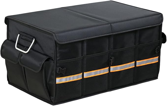 Tianle Car Trunk Organizer - Collapsible Trunk Organizer & Lid Foldable Cover Aluminium Alloy Handle Reflective Strip fo