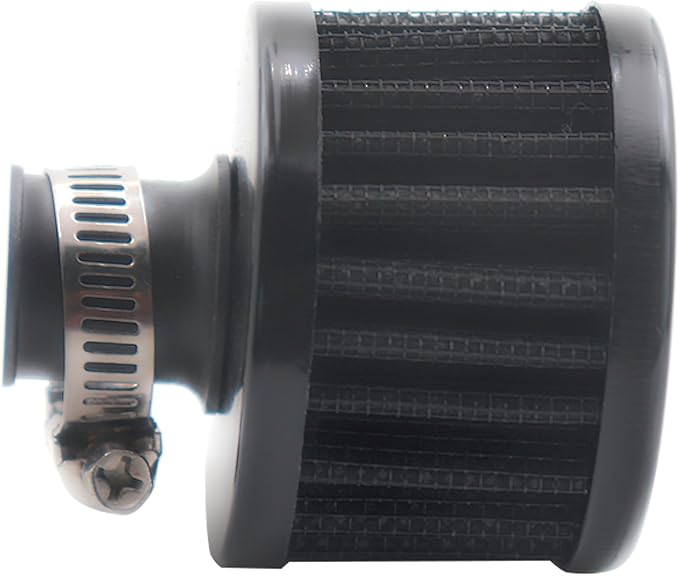 12mm Air Filter Cold Air Intake Filter Breather Turbo Vent Air Intake Filter Cleaner Black Universal for car and Motorcycle (2pcs Air Filter)