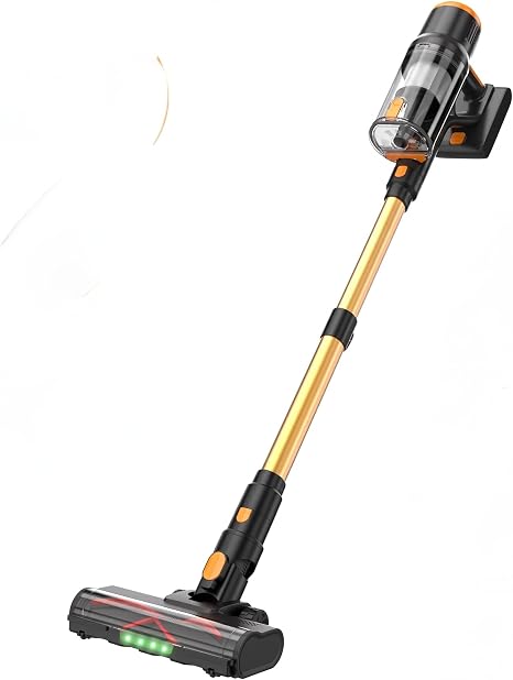 Abuela's Choice Cordless Vacuum Cleaner, VeloStream 550 Motor with Jet Power Suction, Up to 55 Mins Runtime Stick Vacuum for Carpet and Hardwood Floor, HEPA Filter, LED Lights for Pet Hair & Home - Cleanova