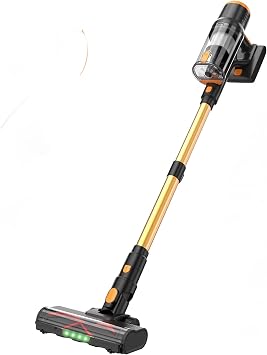 Abuela's Choice Cordless Vacuum Cleaner, VeloStream 550 Motor with Jet Power Suction, Up to 55 Mins Runtime Stick Vacuum for Carpet and Hardwood Floor, HEPA Filter, LED Lights for Pet Hair & Home - Cleanova
