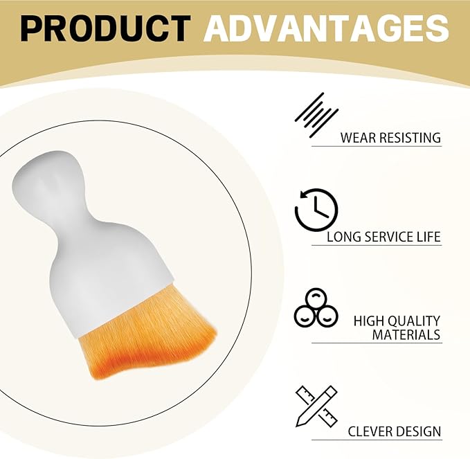 1Pcs Auto Soft Hair Brush Advanced Car Interior Detailing Brush for Dashboard Air Vent Gaps Dust Removal and Cleaning of Leather Surfaces Widely Used, White handle, yellowish-brown bristles